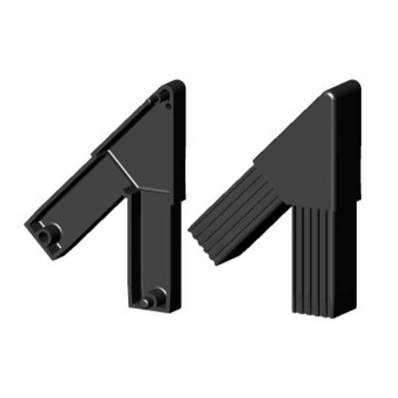 Hoekconnector 45° (2 assen, 2 ingangen) – voor buis 25x25x1,5 mm - zwart (Klemp) - Kunststof verbindingsstukken voor vierkante profielen