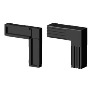 Codo 90° (2 ejes, 2 entradas) – para tubo 25x25x1,5 mm - negro (Klemp)