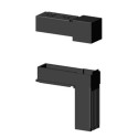 Curva 90° (2 assi, 2 ingressi) – per tubo 30x30x2 mm - nero (Klemp)