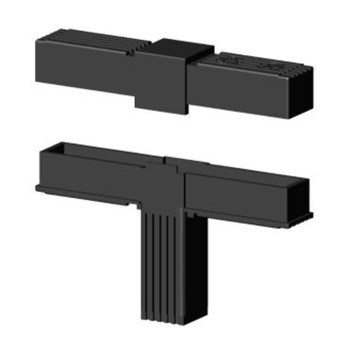 Conector en T (2 ejes, 3 entradas) – para tubo 30x30x2 mm - negro (Klemp)