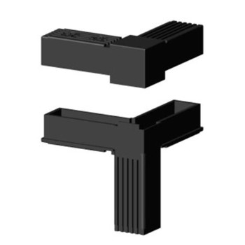 Eck-T-Verbindungsstück (3 Achsen, 3 Öffnungen) – für Rohr 30x30x2 mm - schwarz (Klemp)