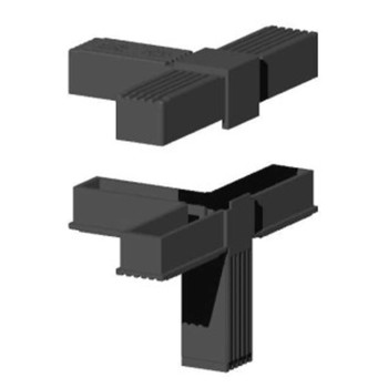 Coude d’angle (3 axes, 4 emplacements) – pour tube 30x30x2 mm - noir (Klemp)