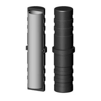 Rechte koppeling / Verlengstuk / Manchet – voor buis 30x2 mm met metalen kern - zwart (Klemp)