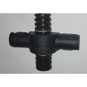 Curva angolare (3 assi, 4 ingressi) – per tubo 40x2 mm - nero (Klemp) Curva angolare (3 assi, 4 ingressi) – per tubo 40x2 mm - nero (Klemp)