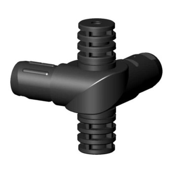 Coude d’angle (3 axes, 4 emplacements) – pour tube 30x3 mm - noir (Klemp)
