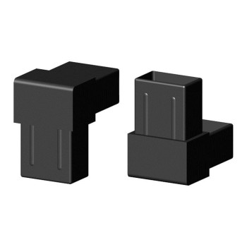 Bocht 90° (2 assen, 2 ingangen) – voor buis 30x20x2 mm - zwart (Klemp)