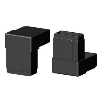 Bocht 90° (2 assen, 2 ingangen) – voor buis 30x15x2 mm - zwart (Klemp)