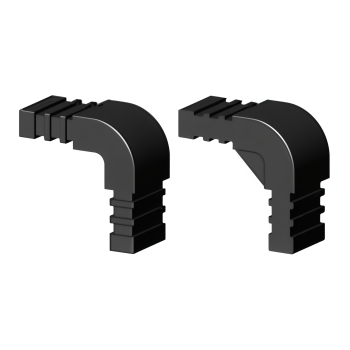 Bocht 90° (2 assen, 2 ingangen) – voor buis 20x10x1,5 mm - zwart (Klemp)