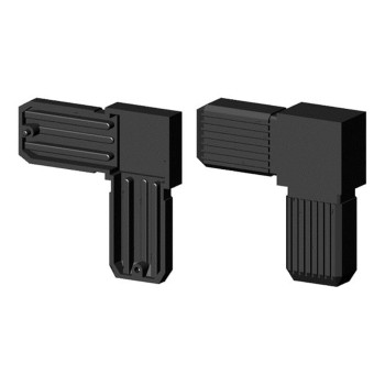 Bocht 90° (2 assen, 2 ingangen) – voor buis 30x20x2 mm - zwart (Klemp)