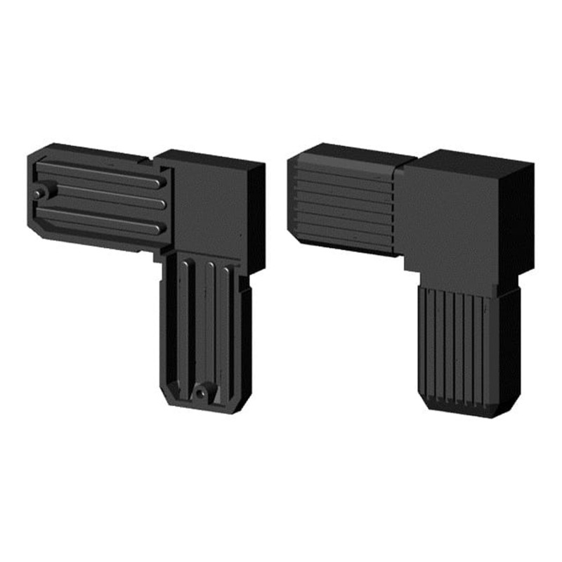 Bocht 90° (2 assen, 2 ingangen) – voor buis 30x20x2 mm - zwart (Klemp) - Kunststof verbindingsstukken voor rechthoekige profielen Bocht 90° (2 assen, 2 ingangen) – voor buis 30x20x2 mm - zwart (Klemp) - Kunststof verbindingsstukken voor rechthoekige profielen