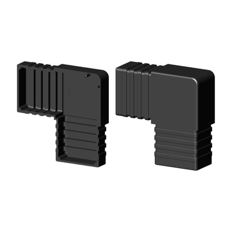 Bocht 90° (2 assen, 2 ingangen) – voor buis 60x40x2 mm - zwart (Klemp) - Kunststof verbindingsstukken voor rechthoekige profielen Bocht 90° (2 assen, 2 ingangen) – voor buis 60x40x2 mm - zwart (Klemp) - Kunststof verbindingsstukken voor rechthoekige profielen