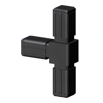 Bocht 90° (2 assen, 2 ingangen) – voor buis 13x13x1 mm - zwart (Klemp)