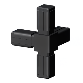 Hoek-bocht (3 assen, 4 ingangen) – voor buis 13x13x1 mm - zwart (Klemp)