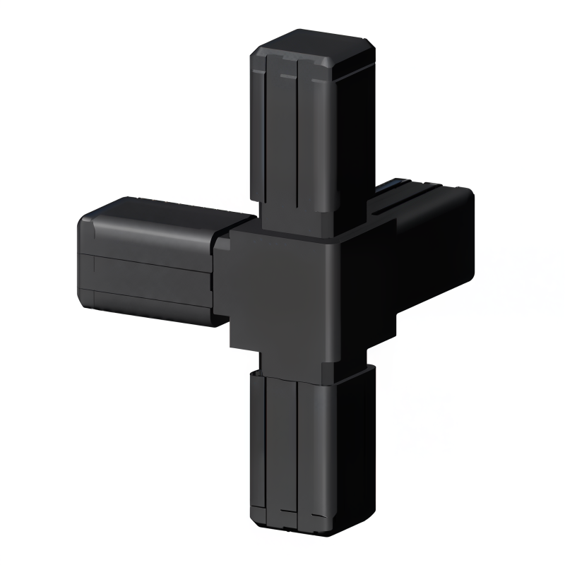 Hoek-bocht (3 assen, 4 ingangen) – voor buis 13x13x1 mm - zwart (Klemp) - Kunststof verbindingsstukken voor vierkante profielen Hoek-bocht (3 assen, 4 ingangen) – voor buis 13x13x1 mm - zwart (Klemp) - Kunststof verbindingsstukken voor vierkante profielen