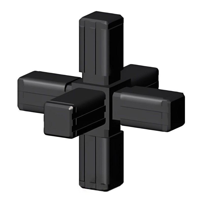 Kruiskoppeling (3 assen, 6 ingangen) – voor buis 13x13x1 mm - zwart (Klemp) - Kunststof verbindingsstukken voor vierkante profielen Kruiskoppeling (3 assen, 6 ingangen) – voor buis 13x13x1 mm - zwart (Klemp) - Kunststof verbindingsstukken voor vierkante profielen