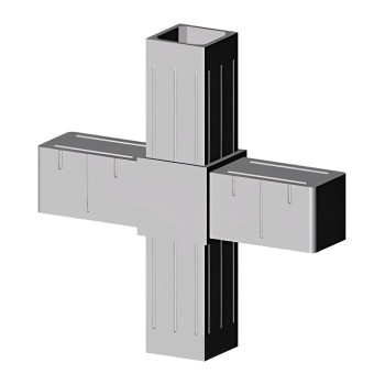 Cross Connector (2 axes, 4 slots) – for tube 40x40x2 mm - grey (Klemp)