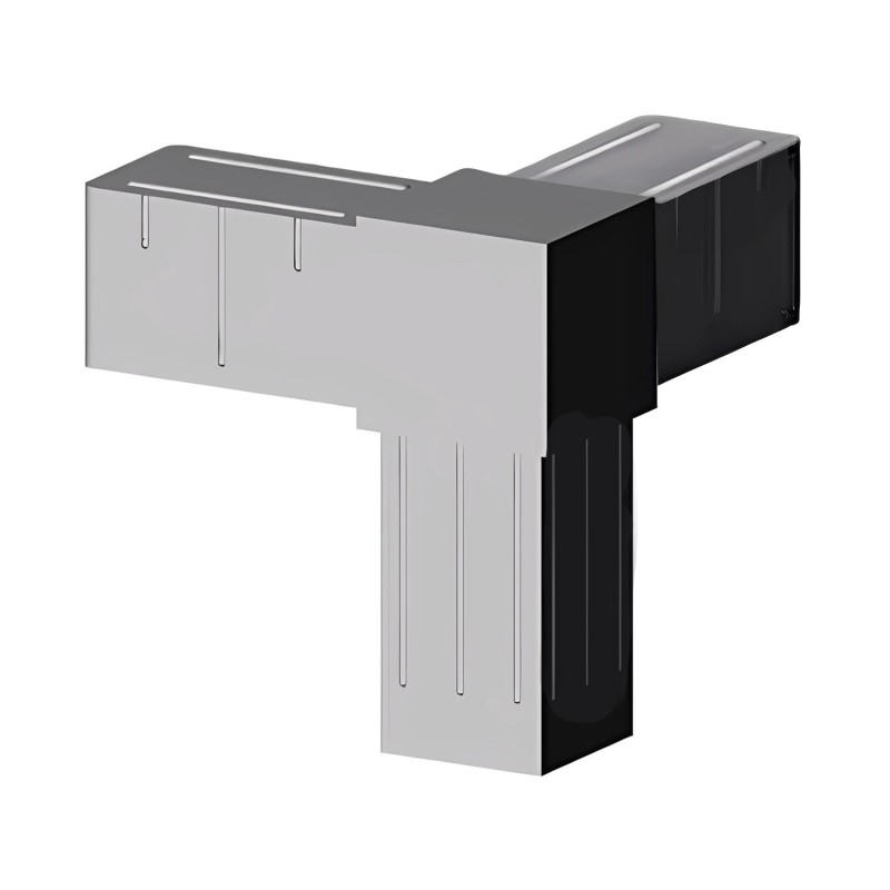 Corner T-Connector (3 axes, 3 slots) – for tube 40x40x2 mm - grey (Klemp) - Plastic connectors for square profiles Corner T-Connector (3 axes, 3 slots) – for tube 40x40x2 mm - grey (Klemp) - Plastic connectors for square profiles