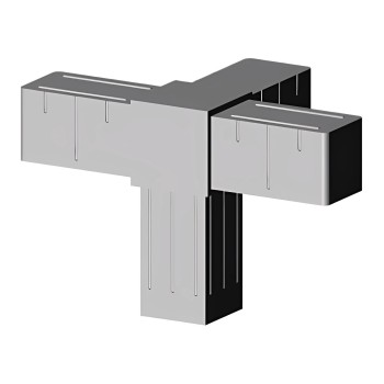 Corner Elbow (3 axes, 4 slots) – for tube 40x40x2 mm - grey (Klemp)