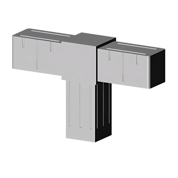 T-Connector (2 axes, 3 slots) – for tube 40x40x2 mm - grey (Klemp)