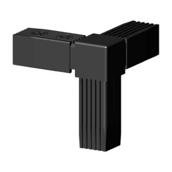 Hoekig T-stuk (3 assen, 3 ingangen) – voor buis 25x25x2 mm - zwart (Klemp)