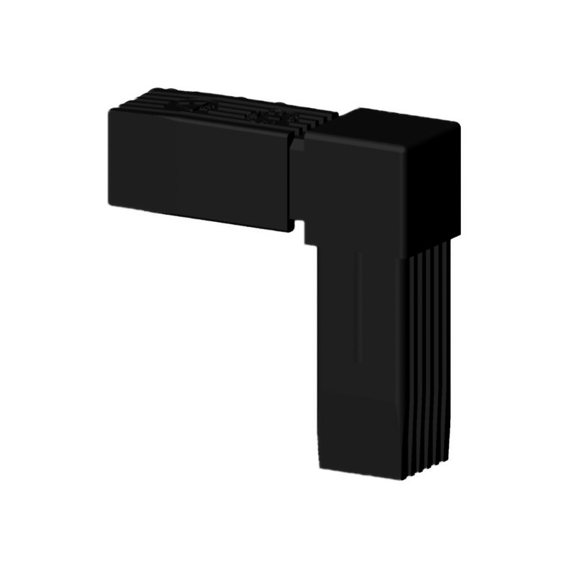 Bocht 90° (2 assen, 2 ingangen) – voor buis 25x25x2 mm - zwart (Klemp) - Kunststof verbindingsstukken voor vierkante profielen Bocht 90° (2 assen, 2 ingangen) – voor buis 25x25x2 mm - zwart (Klemp) - Kunststof verbindingsstukken voor vierkante profielen