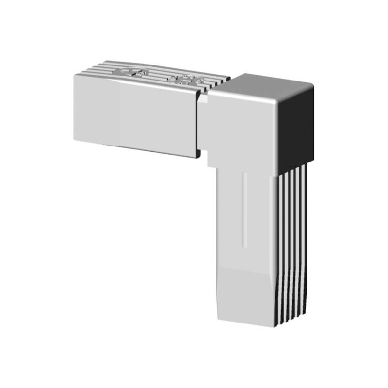 Bocht 90° (2 assen, 2 ingangen) – voor buis 25x25x1,5 mm - grijs (Klemp) - Kunststof verbindingsstukken voor vierkante profielen
