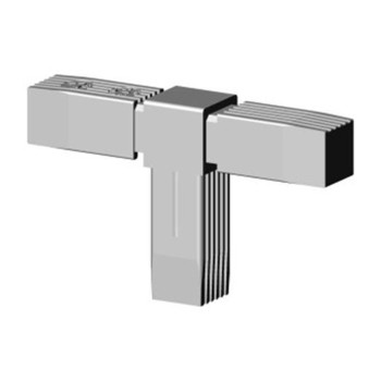T-stuk (2 assen, 3 ingangen) – voor buis 25x25x2 mm - grijs (Klemp)