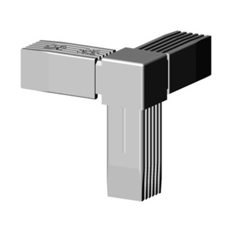 Corner T-Connector (3 axes, 3 slots) – for tube 25x25x1,5 mm - grey (Klemp) - Plastic connectors for square profiles