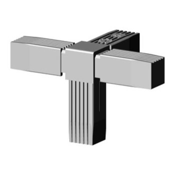 Hoekbocht (3 assen, 4 ingangen) – voor buis 25x25x2 mm - grijs (Klemp)