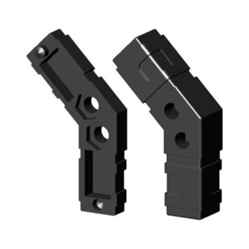 Codo 90° (2 ejes, 2 entradas) – para tubo 25x25x2 mm - negro (Klemp)