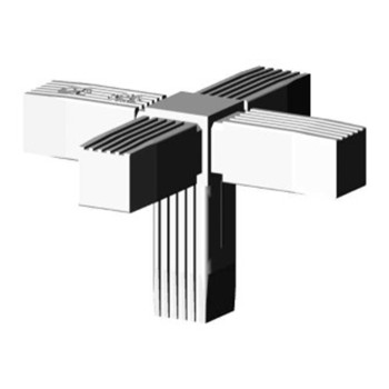 Kruiskoppeling (3 assen, 5 ingangen) – voor buis 25x25x2 mm - grijs (Klemp)