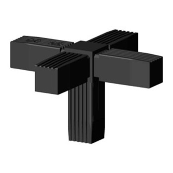 Kruiskoppeling (3 assen, 5 ingangen) – voor buis 25x25x2 mm - zwart (Klemp)