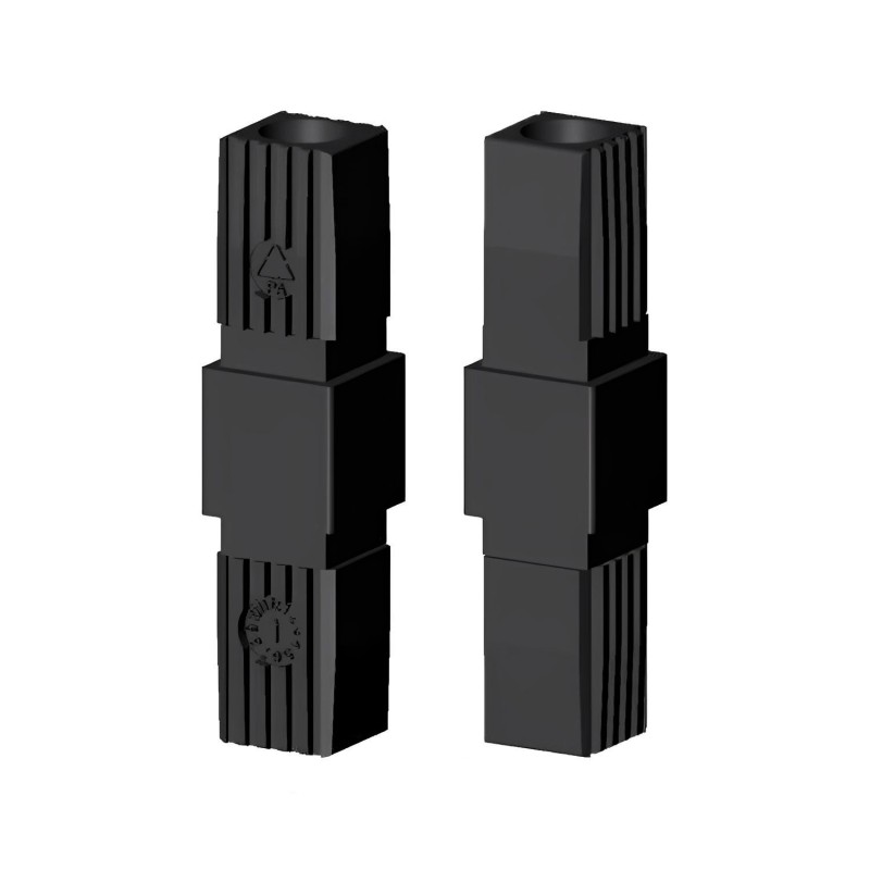 Connecteur droit / rallonge / manchon – pour tube 25x25x1,5 mm - noir (Klemp) - Connecteurs en plastique pour profils carrés