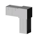 Curva 90° (2 assi, 2 ingressi) – per tubo 25x25x2 mm - grigio (Klemp)