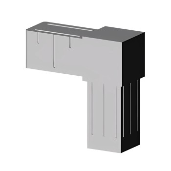 Curva 90° (2 assi, 2 ingressi) – per tubo 25x25x2 mm - grigio (Klemp)