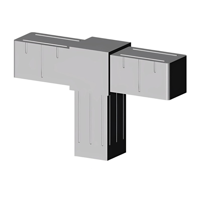Connecteur en T (2 axes, 3 emplacements) – pour tube 25x25x2 mm - gris (Klemp) - Connecteurs en plastique pour profils carrés Connecteur en T (2 axes, 3 emplacements) – pour tube 25x25x2 mm - gris (Klemp) - Connecteurs en plastique pour profils carrés