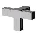 Corner Elbow (3 axes, 4 slots) – for tube 25x25x2 mm - grey (Klemp)