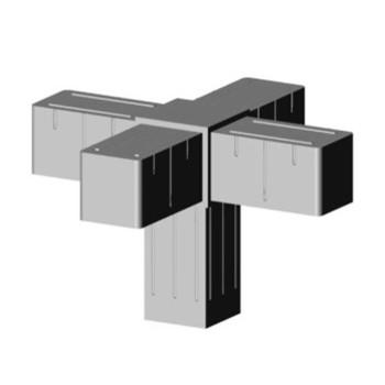 Connecteur croisé (3 axes, 5 emplacements) – pour tube 25x25x2 mm - gris (Klemp)