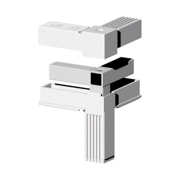 Connecteur en T d’angle (3 axes, 3 emplacements) – pour tube 25x25x2 mm - gris (Klemp)