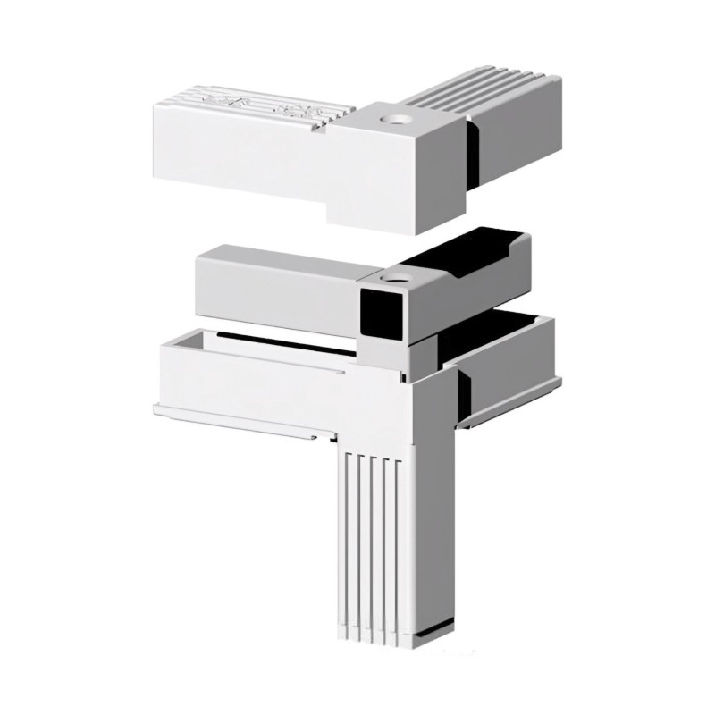 Corner T-Connector (3 axes, 3 slots) – for tube 25x25x1,5 mm - grey (Klemp) - Plastic connectors for square profiles