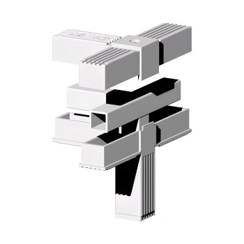 Codo de esquina (3 ejes, 4 entradas) – para tubo 25x25x1,5 mm - gris (Klemp)