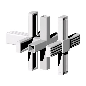 Kruiskoppeling (3 assen, 5 ingangen) – voor buis 25x25x1,5 mm - grijs (Klemp)