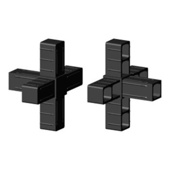 Connecteur croisé (3 axes, 5 emplacements) – pour tube 25x25x2 mm - noir (Klemp)