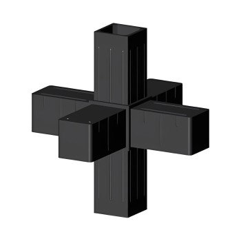 Cross Connector (3 axes, 6 slots) – for pipe 30x30x2 mm - black (Klemp)