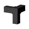 Trójnik narożnikowy (3 osie, 3 gniazda) - Czarny - do rury 30x30x2 mm (Klemp)