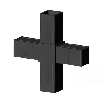 Cross Connector (2 axes, 4 slots) – for pipe 30x30x2 mm - black (Klemp)
