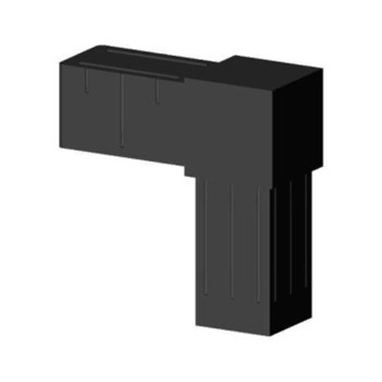 90° Elbow (2 axes, 2 slots) – for tube 40x40x2 mm - black (Klemp)