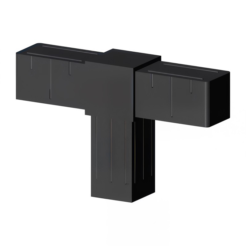 T-Connector (2 axes, 3 slots) – for tube 40x40x2 mm - black (Klemp) - Plastic connectors for square profiles T-Connector (2 axes, 3 slots) – for tube 40x40x2 mm - black (Klemp) - Plastic connectors for square profiles