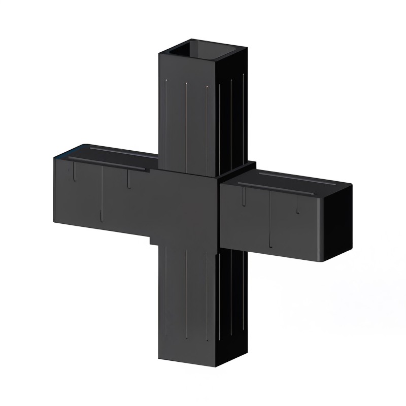 Cross Connector (2 axes, 4 slots) – for tube 40x40x2 mm - black (Klemp) - Plastic connectors for square profiles Cross Connector (2 axes, 4 slots) – for tube 40x40x2 mm - black (Klemp) - Plastic connectors for square profiles