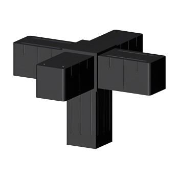Cross Connector (3 axes, 5 slots) – for tube 40x40x2 mm - black (Klemp)
